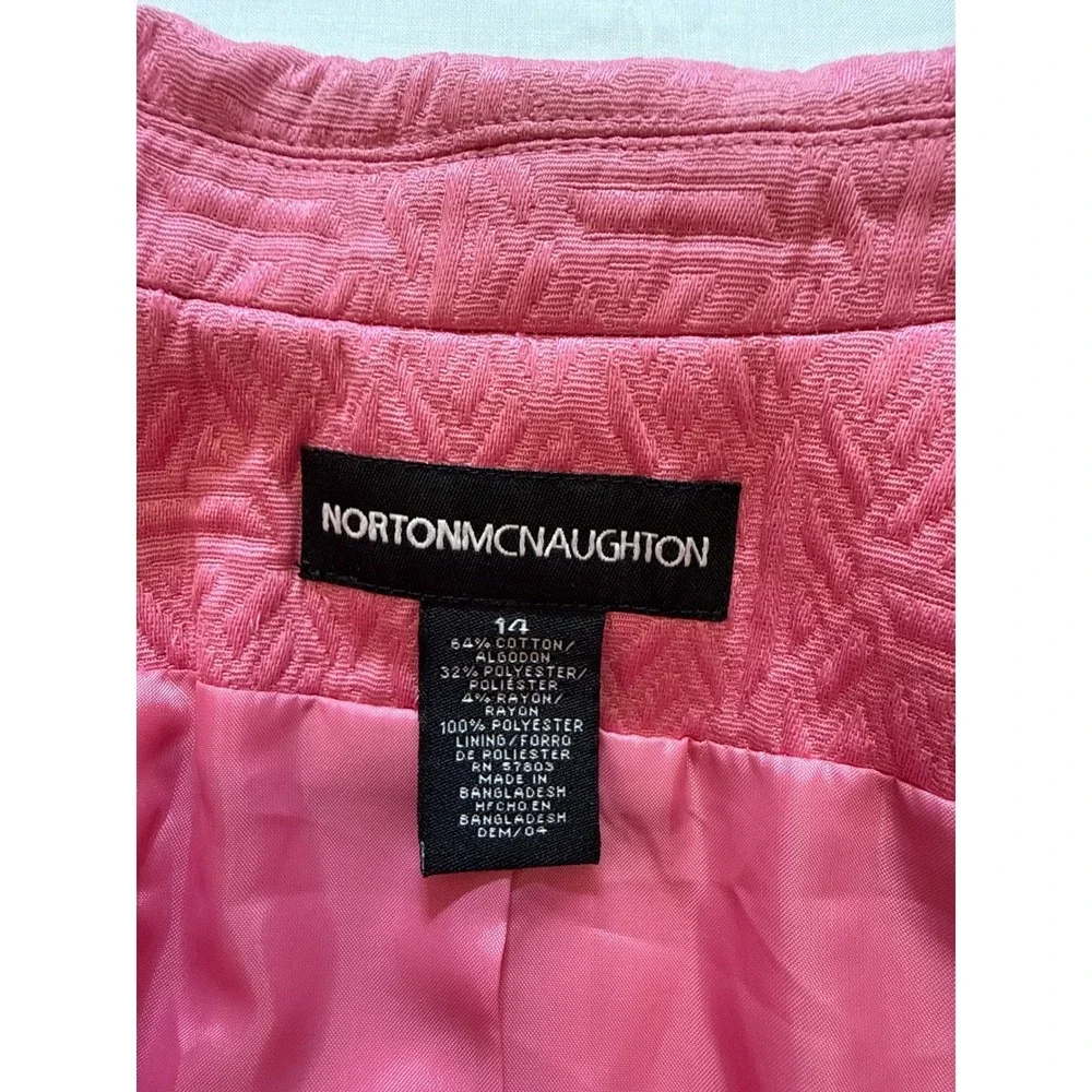 Norton McNaughton Pink Jacquard Full Zip Jacket Womens‎ 14 Textured Blazer Coat